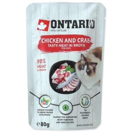 ONTARIO Chicken & Crab – konservai katėms su vištiena ir krabais sultinyje, 80g
