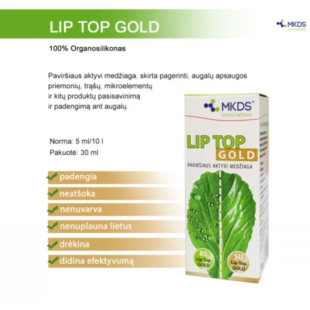 Lip top gold, 30 ml, augalų apsaugos produktų lipnumui padidinti